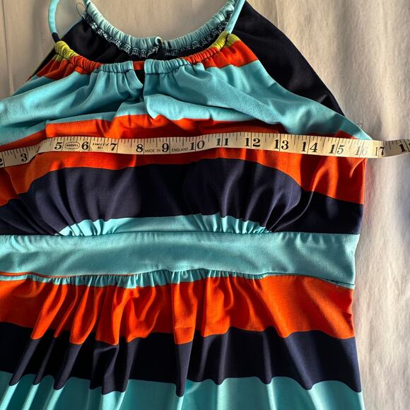 En Focus Studio Striped Color Block Halter Midi Avant Garde Dress Women's 10 - Picture 8 of 11